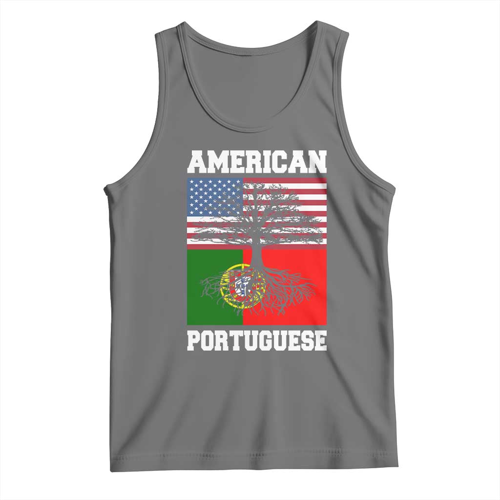 American Grown Portuguese Roots Tank Top Distressed Tree Portugal USA Flag - Wonder Print Shop