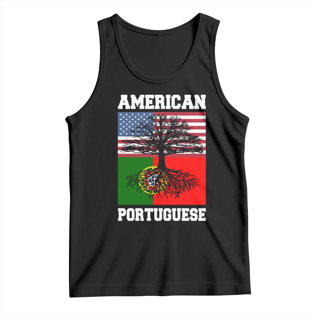 American Grown Portuguese Roots Tank Top Distressed Tree Portugal USA Flag - Wonder Print Shop