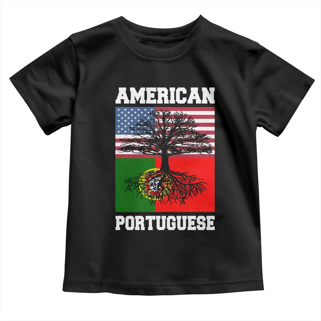 American Grown Portuguese Roots Toddler T Shirt Distressed Tree Portugal USA Flag - Wonder Print Shop