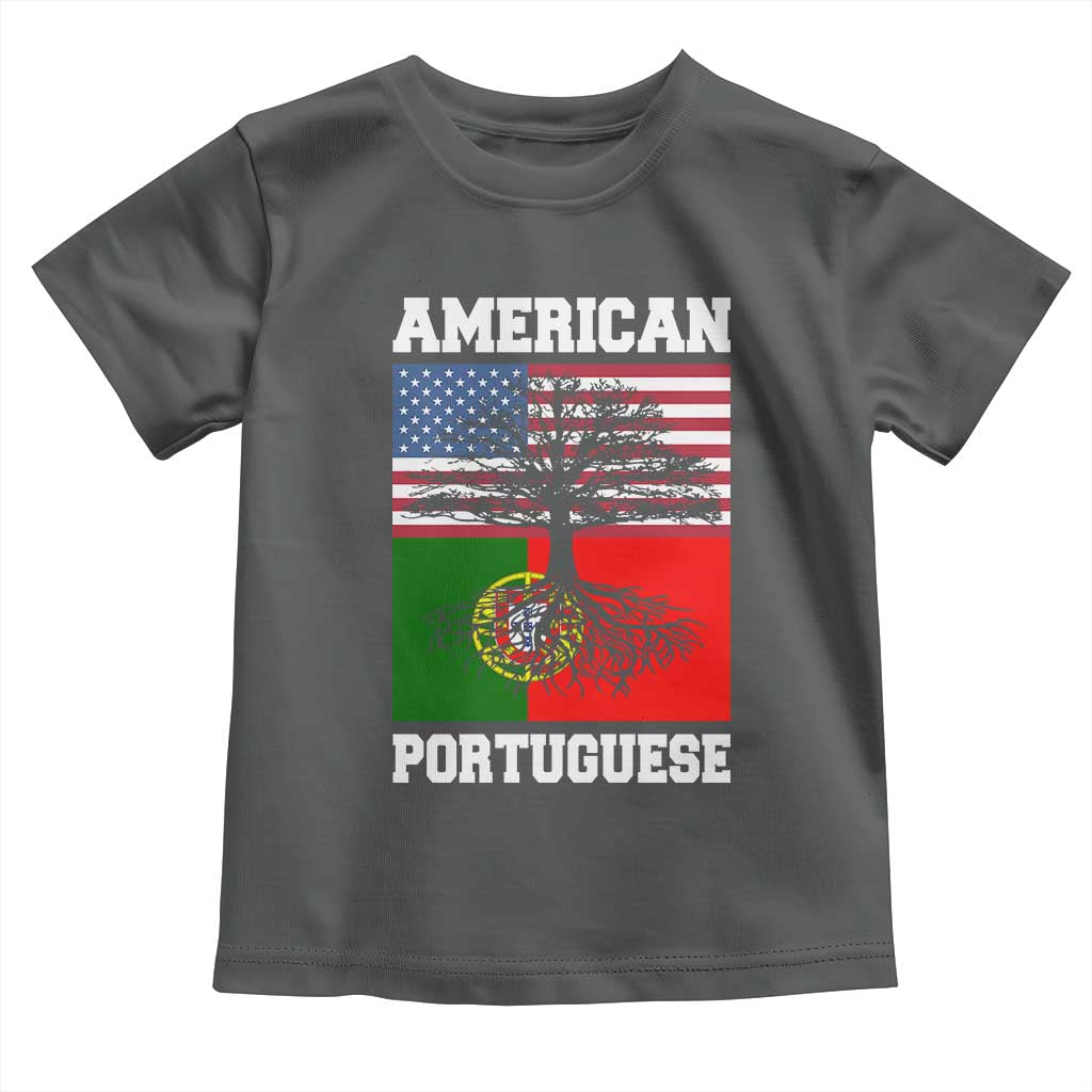 American Grown Portuguese Roots Toddler T Shirt Distressed Tree Portugal USA Flag - Wonder Print Shop