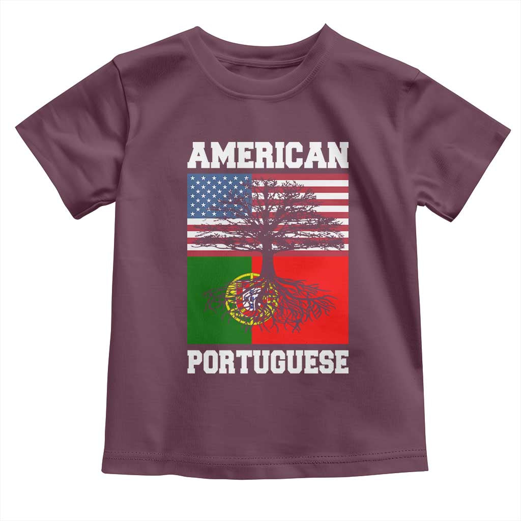 American Grown Portuguese Roots Toddler T Shirt Distressed Tree Portugal USA Flag - Wonder Print Shop