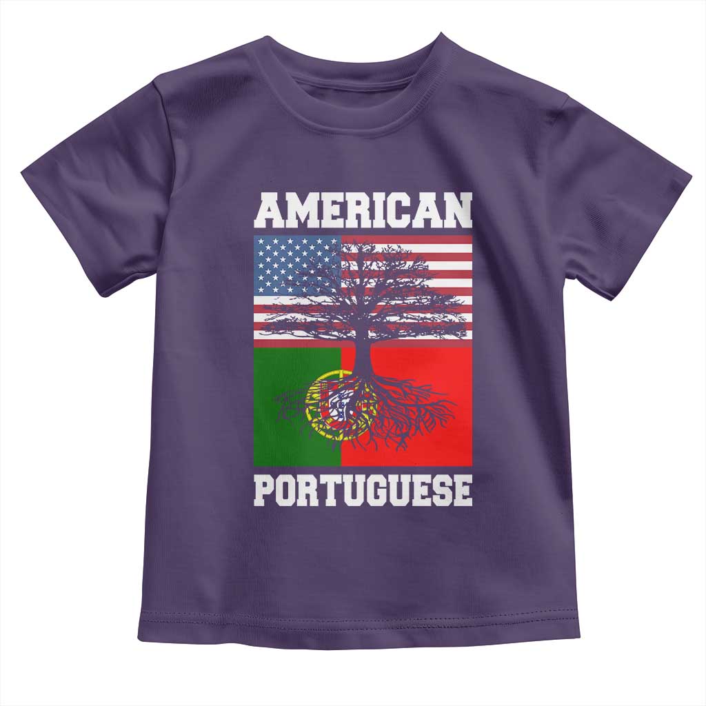 American Grown Portuguese Roots Toddler T Shirt Distressed Tree Portugal USA Flag - Wonder Print Shop
