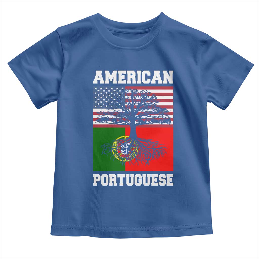 American Grown Portuguese Roots Toddler T Shirt Distressed Tree Portugal USA Flag - Wonder Print Shop