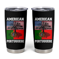 American Grown Portuguese Roots Tumbler Cup Distressed Tree Portugal USA Flag - Wonder Print Shop