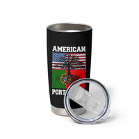 American Grown Portuguese Roots Tumbler Cup Distressed Tree Portugal USA Flag - Wonder Print Shop