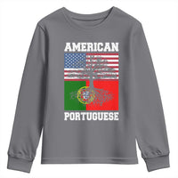American Grown Portuguese Roots Youth Sweatshirt Distressed Tree Portugal USA Flag - Wonder Print Shop