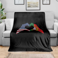 Portuguese American Flag Throw Blanket Vintage Portugal USA Flag Heart - Wonder Print Shop