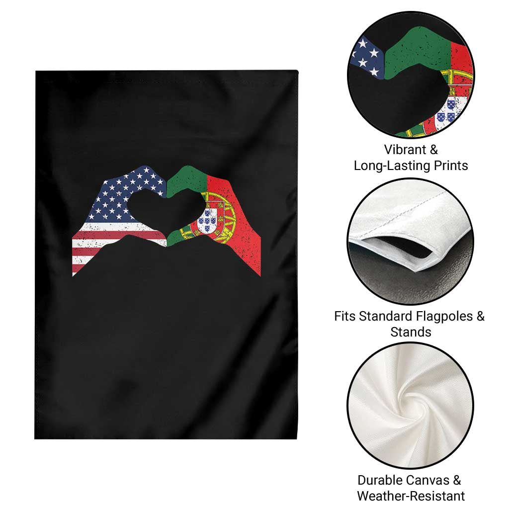 Portuguese American Flag Garden Flag Vintage Portugal USA Flag Heart - Wonder Print Shop