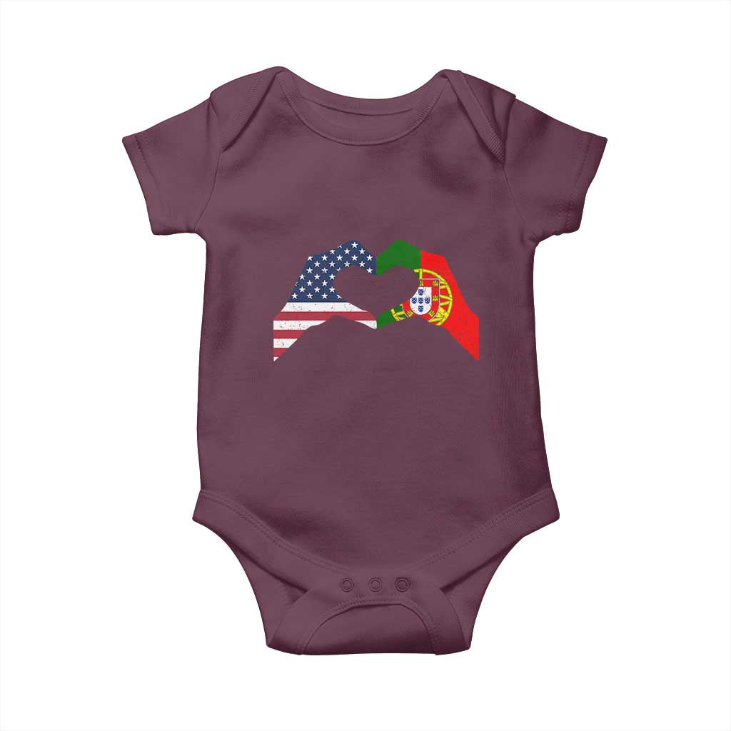 Portuguese American Flag Baby Onesie Vintage Portugal USA Flag Heart - Wonder Print Shop