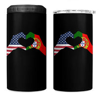 Portuguese American Flag 4 in 1 Can Cooler Tumbler Vintage Portugal USA Flag Heart - Wonder Print Shop