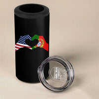 Portuguese American Flag 4 in 1 Can Cooler Tumbler Vintage Portugal USA Flag Heart - Wonder Print Shop