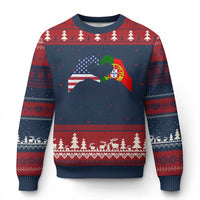 Portuguese American Flag Ugly Christmas Sweater Vintage Portugal USA Flag Heart - Wonder Print Shop
