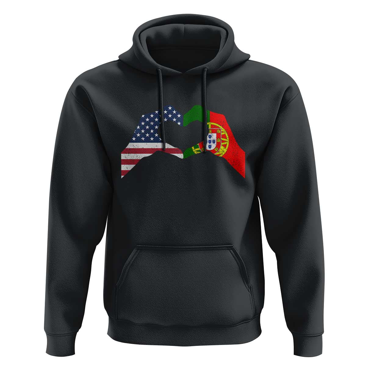 Portuguese American Flag Hoodie Vintage Portugal USA Flag Heart - Wonder Print Shop