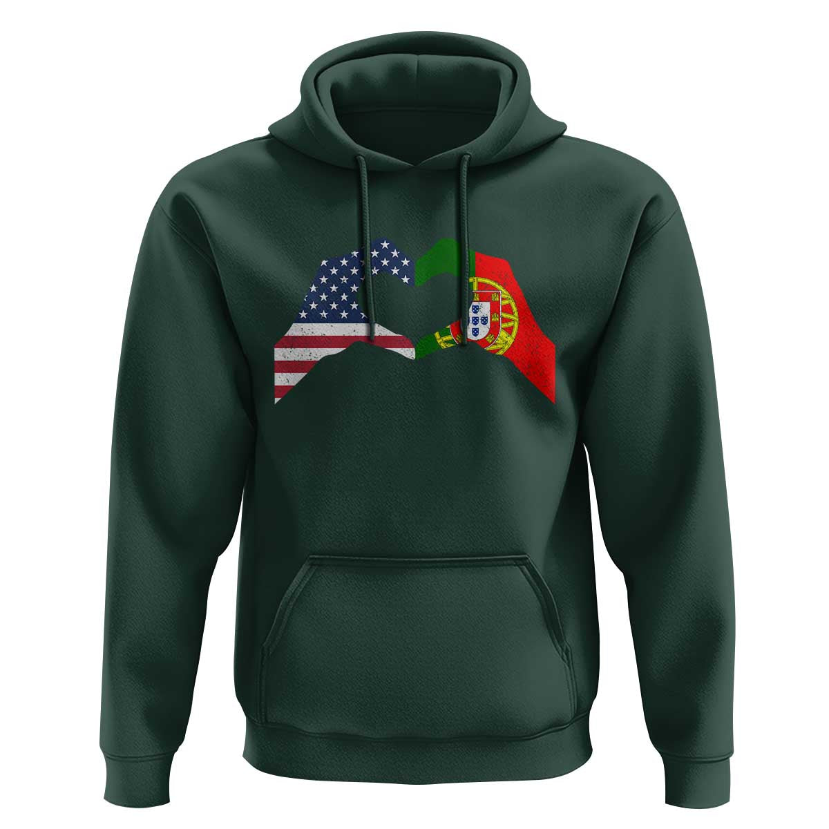 Portuguese American Flag Hoodie Vintage Portugal USA Flag Heart - Wonder Print Shop