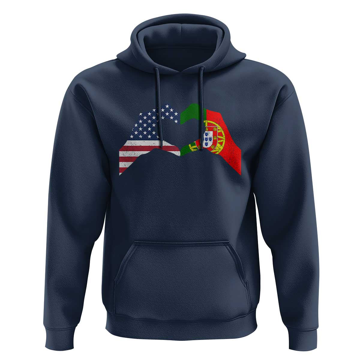 Portuguese American Flag Hoodie Vintage Portugal USA Flag Heart - Wonder Print Shop