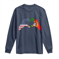 Portuguese American Flag Long Sleeve Shirt Vintage Portugal USA Flag Heart - Wonder Print Shop