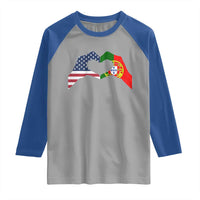 Portuguese American Flag Raglan Shirt Vintage Portugal USA Flag Heart - Wonder Print Shop
