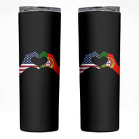 Portuguese American Flag Skinny Tumbler Vintage Portugal USA Flag Heart - Wonder Print Shop
