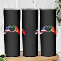 Portuguese American Flag Skinny Tumbler Vintage Portugal USA Flag Heart - Wonder Print Shop