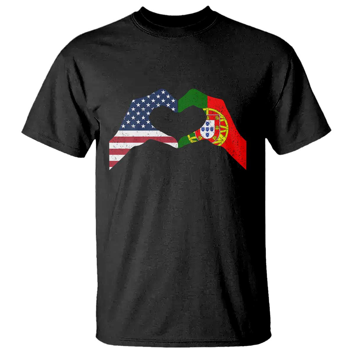 Portuguese American Flag T Shirt Vintage Portugal USA Flag Heart - Wonder Print Shop
