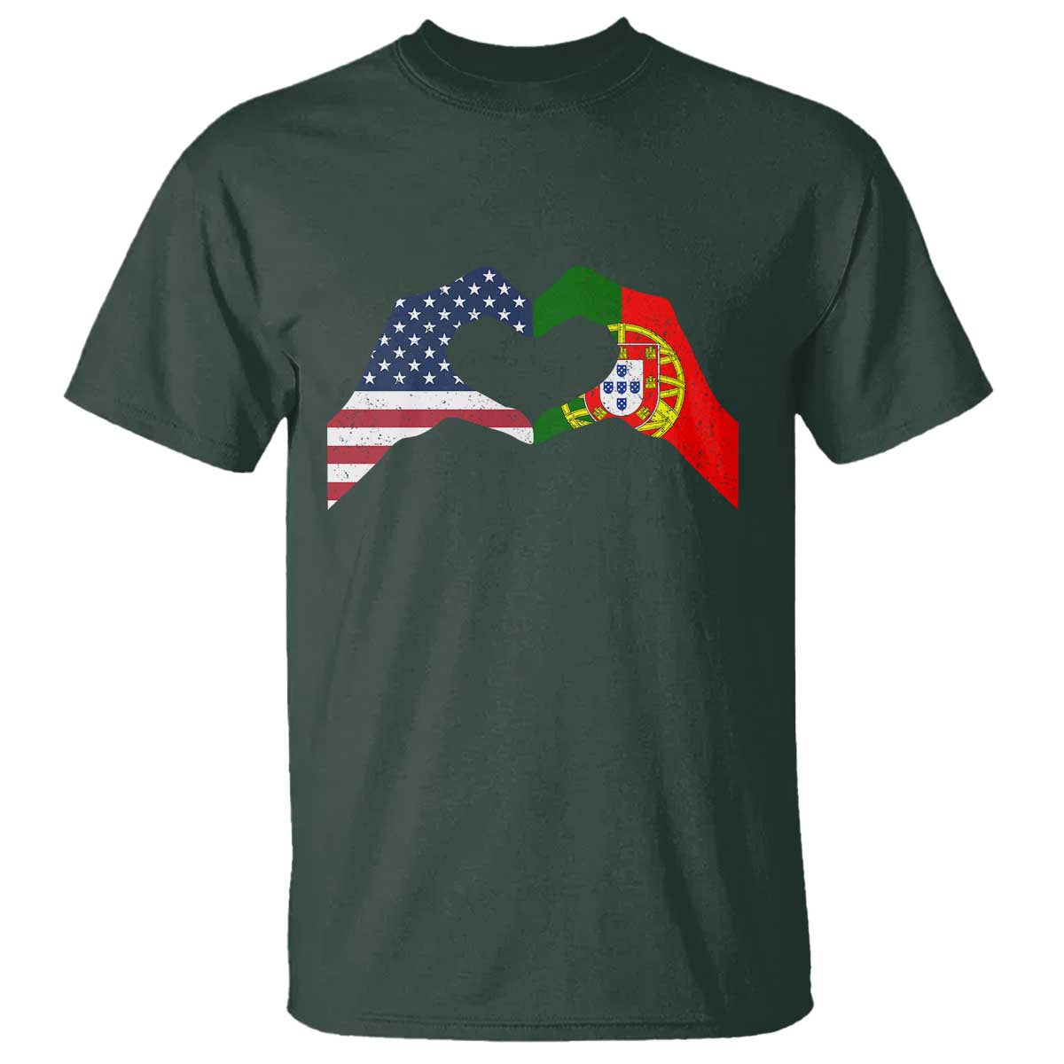 Portuguese American Flag T Shirt Vintage Portugal USA Flag Heart - Wonder Print Shop