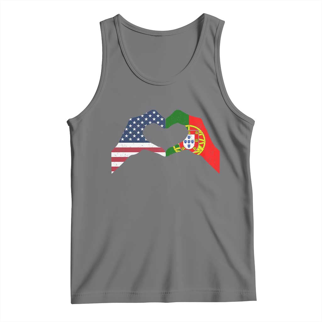 Portuguese American Flag Tank Top Vintage Portugal USA Flag Heart - Wonder Print Shop