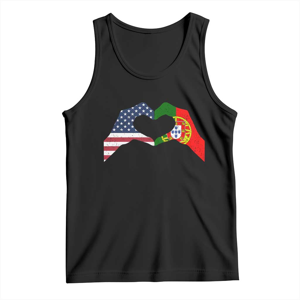 Portuguese American Flag Tank Top Vintage Portugal USA Flag Heart - Wonder Print Shop