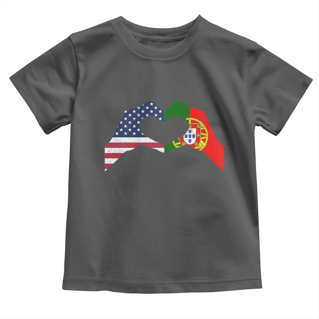 Portuguese American Flag Toddler T Shirt Vintage Portugal USA Flag Heart - Wonder Print Shop