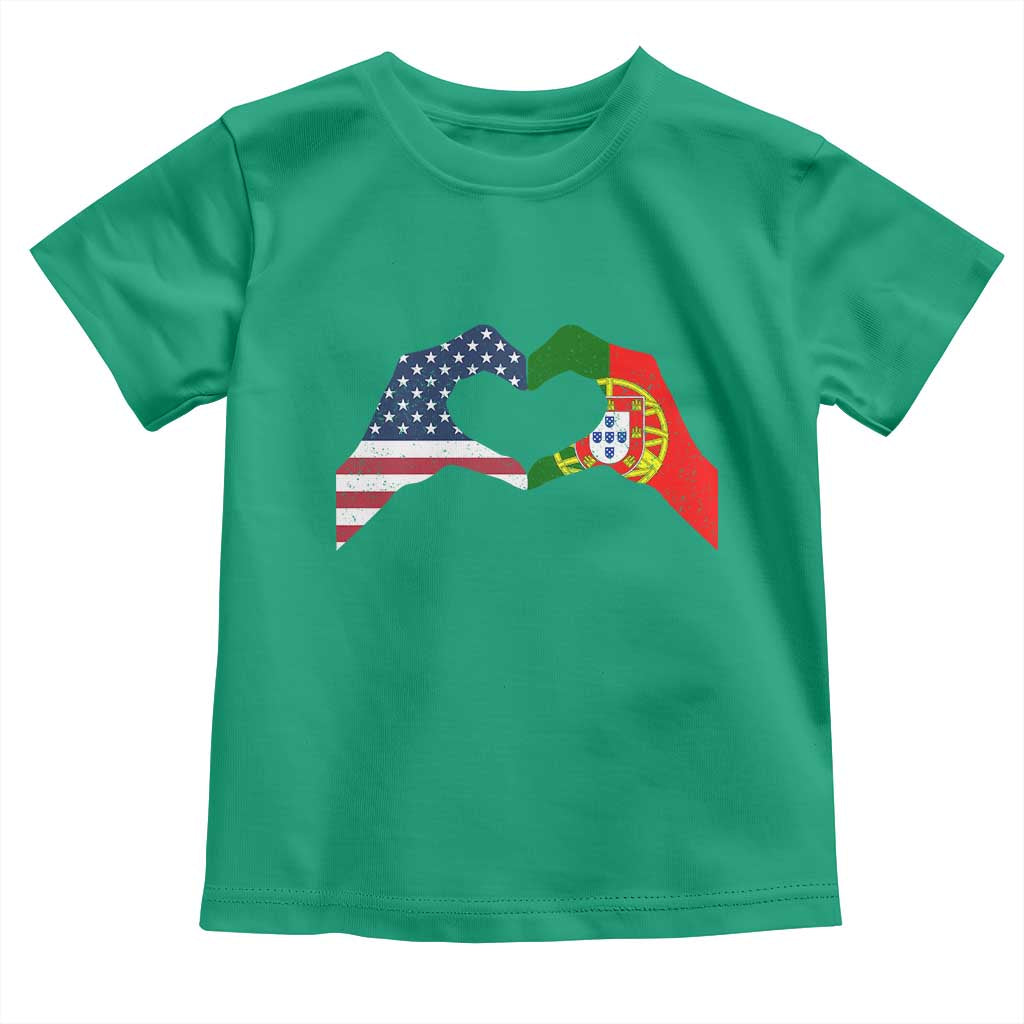 Portuguese American Flag Toddler T Shirt Vintage Portugal USA Flag Heart - Wonder Print Shop
