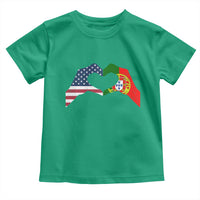 Portuguese American Flag Toddler T Shirt Vintage Portugal USA Flag Heart - Wonder Print Shop