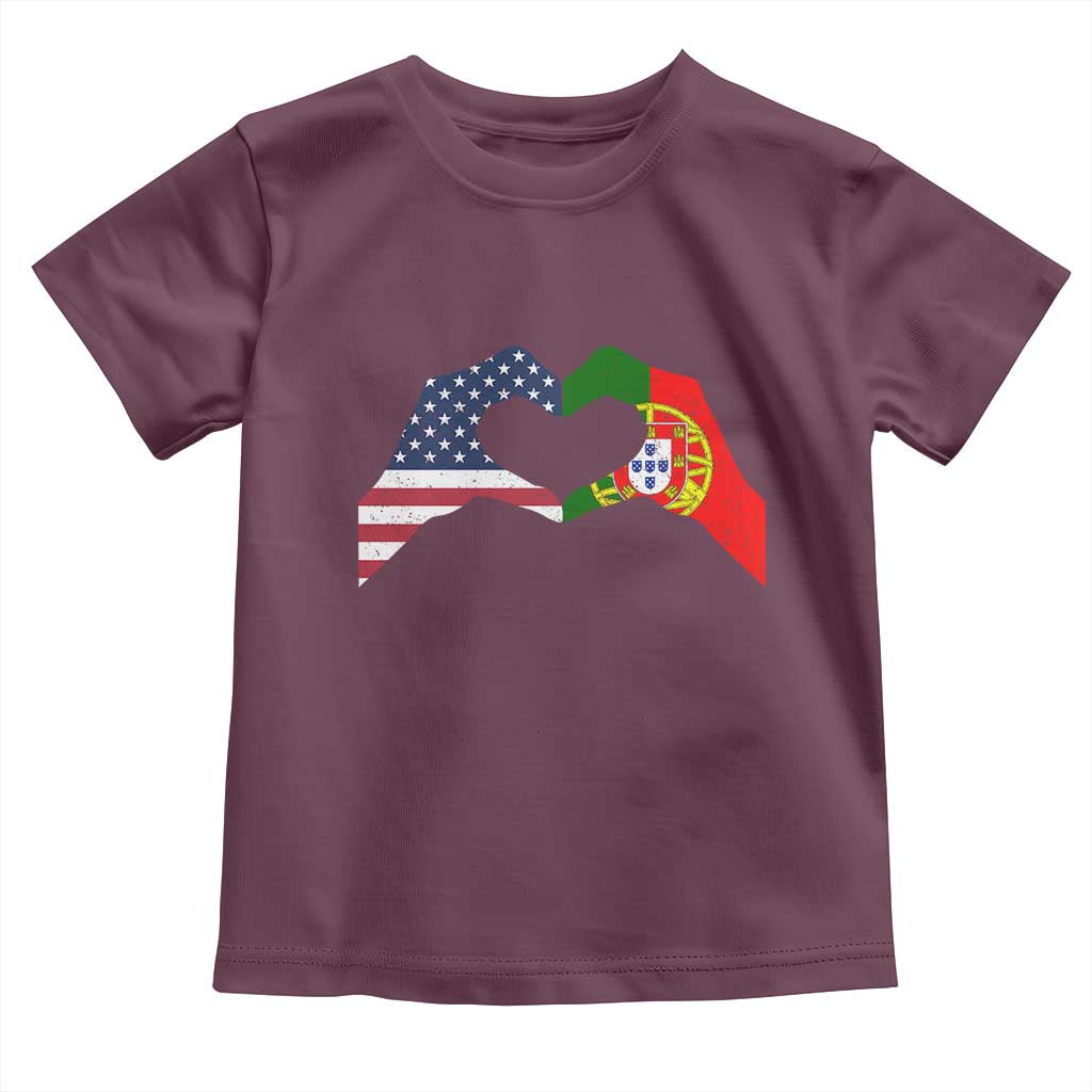 Portuguese American Flag Toddler T Shirt Vintage Portugal USA Flag Heart - Wonder Print Shop
