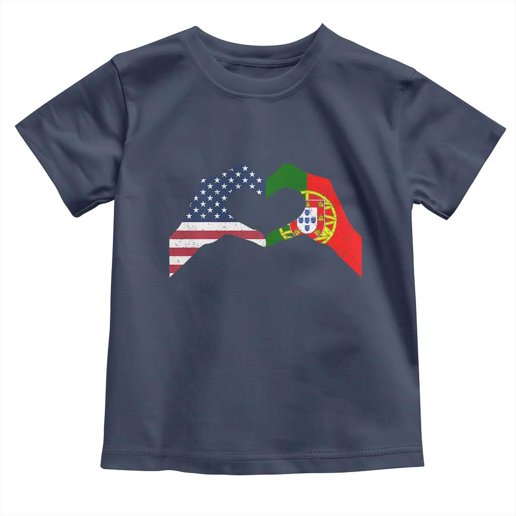 Portuguese American Flag Toddler T Shirt Vintage Portugal USA Flag Heart - Wonder Print Shop