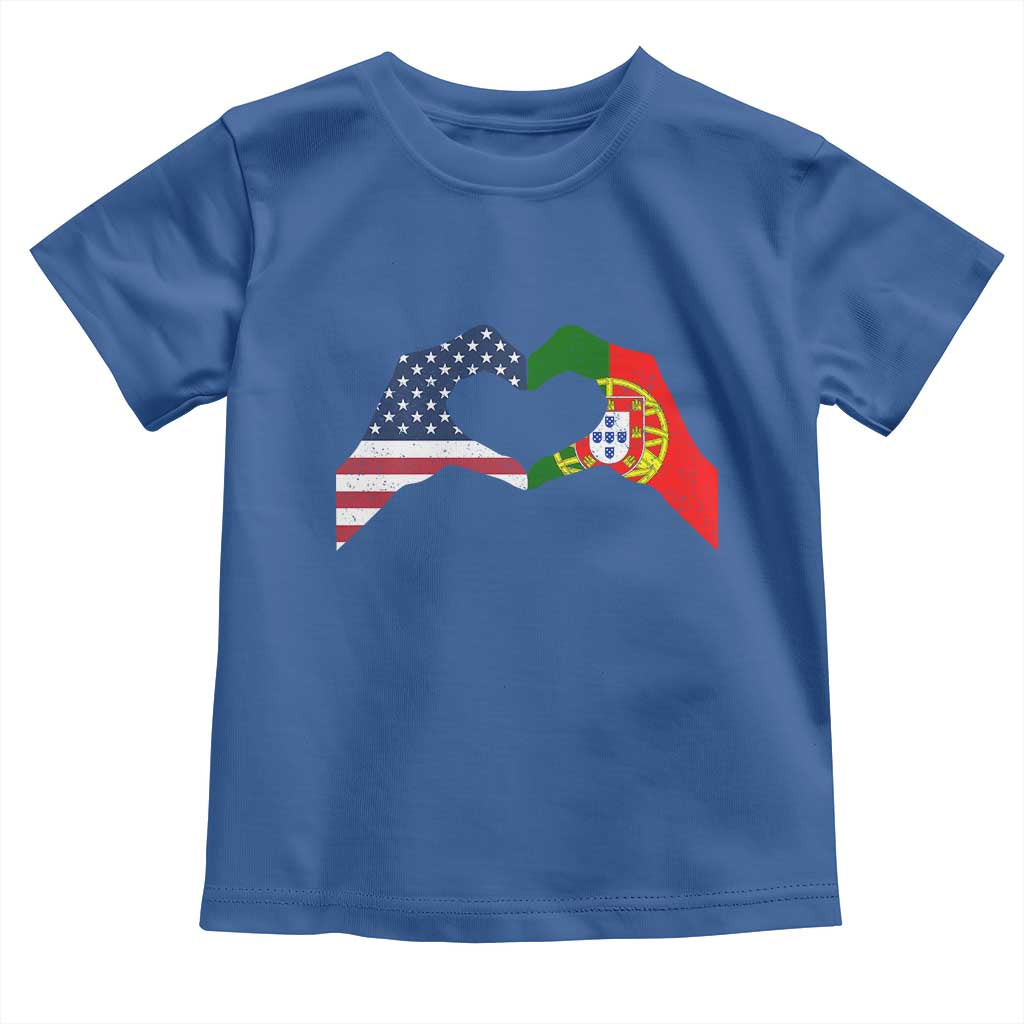 Portuguese American Flag Toddler T Shirt Vintage Portugal USA Flag Heart - Wonder Print Shop