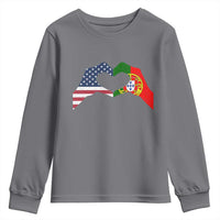 Portuguese American Flag Youth Sweatshirt Vintage Portugal USA Flag Heart - Wonder Print Shop