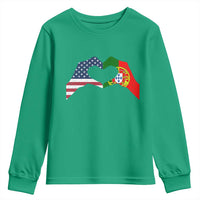 Portuguese American Flag Youth Sweatshirt Vintage Portugal USA Flag Heart - Wonder Print Shop