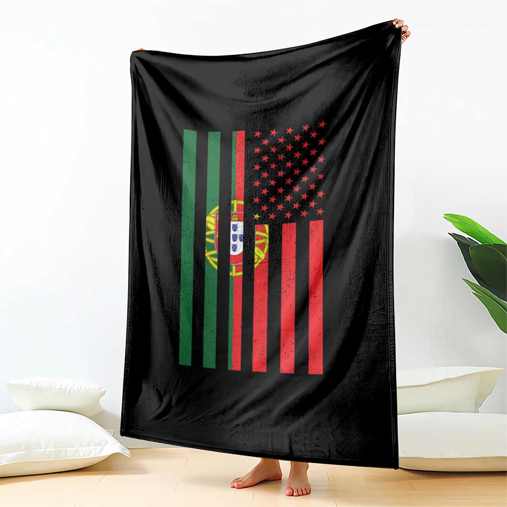 Portuguese Flag Throw Blanket Vintage USA Flag Portugal Pride Gifts - Wonder Print Shop