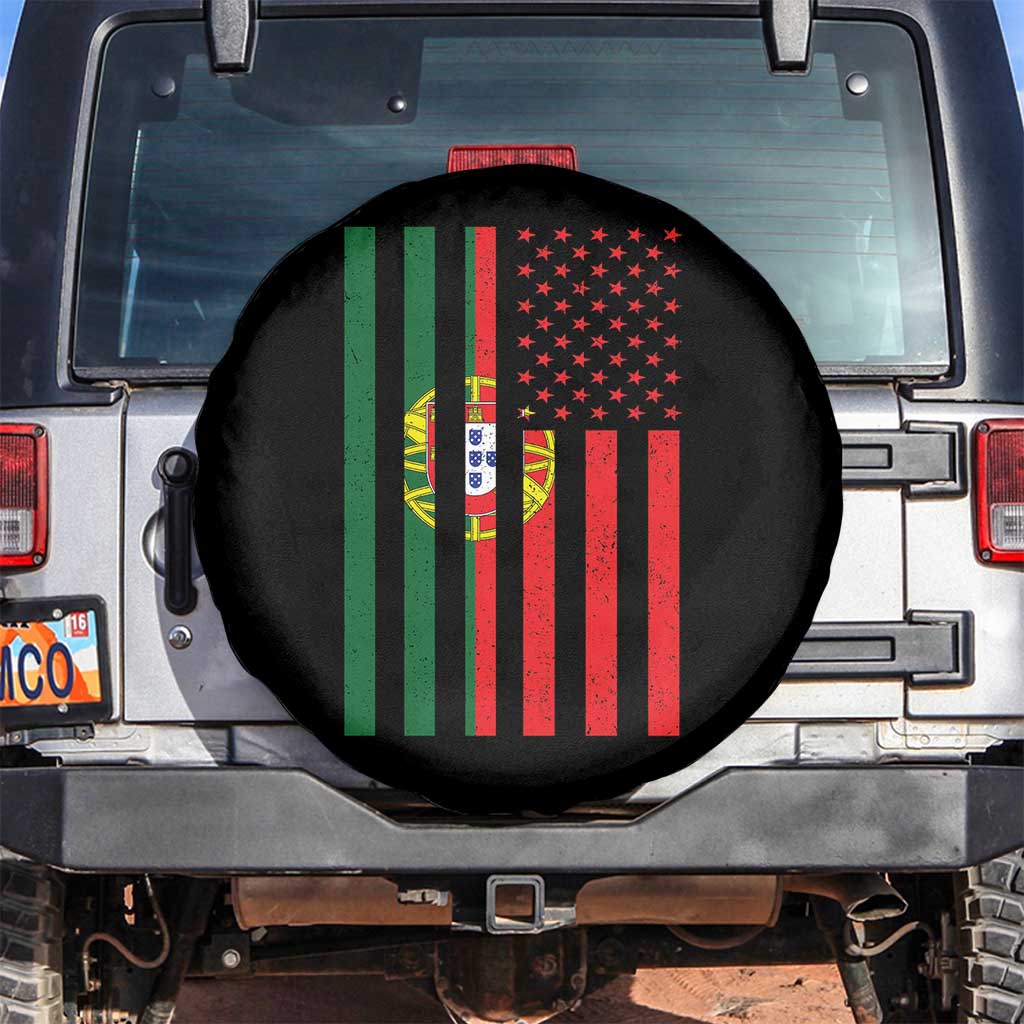 Portuguese Flag Spare Tire Cover Vintage USA Flag Portugal Pride Gifts - Wonder Print Shop
