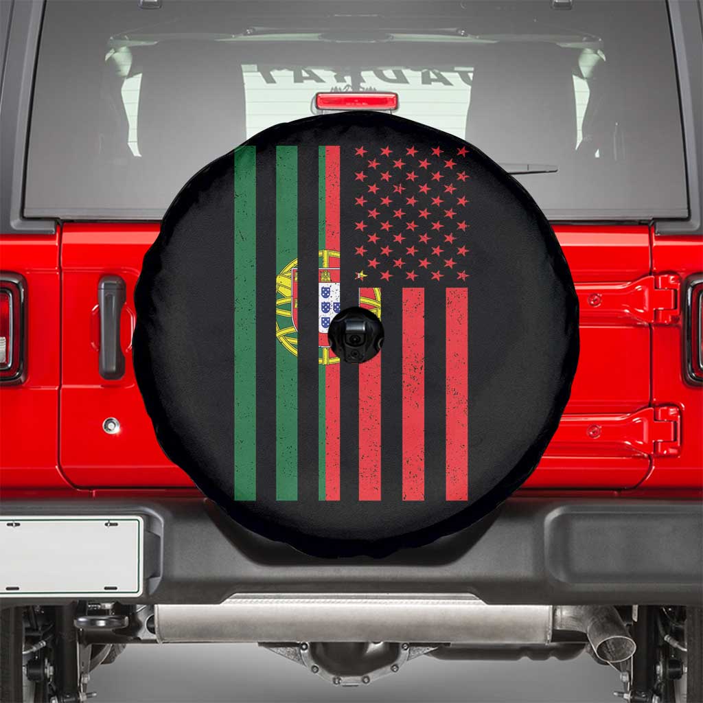 Portuguese Flag Spare Tire Cover Vintage USA Flag Portugal Pride Gifts - Wonder Print Shop