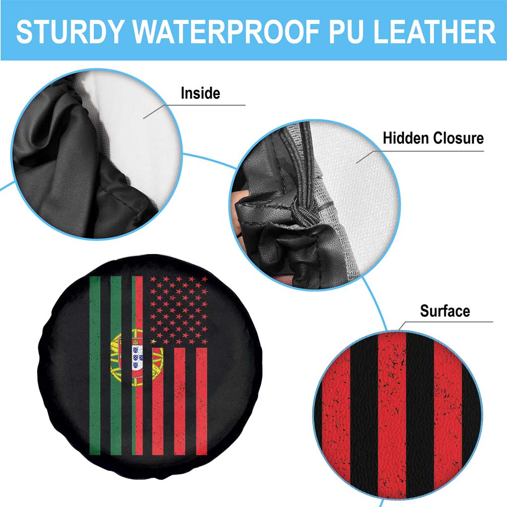 Portuguese Flag Spare Tire Cover Vintage USA Flag Portugal Pride Gifts - Wonder Print Shop