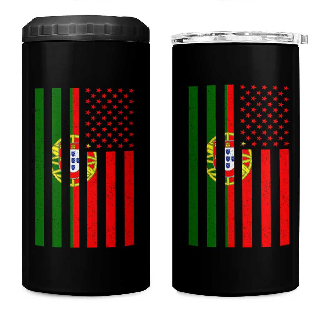 Portuguese Flag 4 in 1 Can Cooler Tumbler Vintage USA Flag Portugal Pride Gifts - Wonder Print Shop