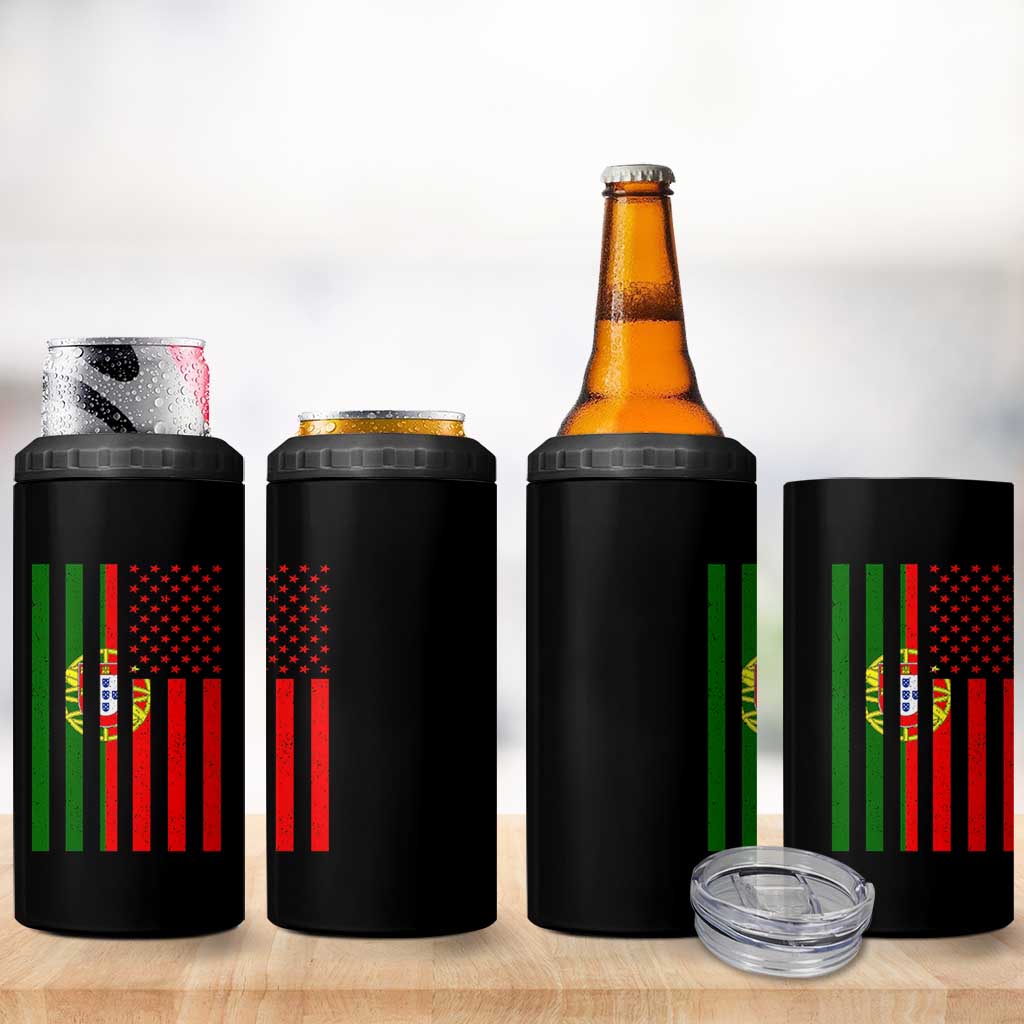 Portuguese Flag 4 in 1 Can Cooler Tumbler Vintage USA Flag Portugal Pride Gifts - Wonder Print Shop