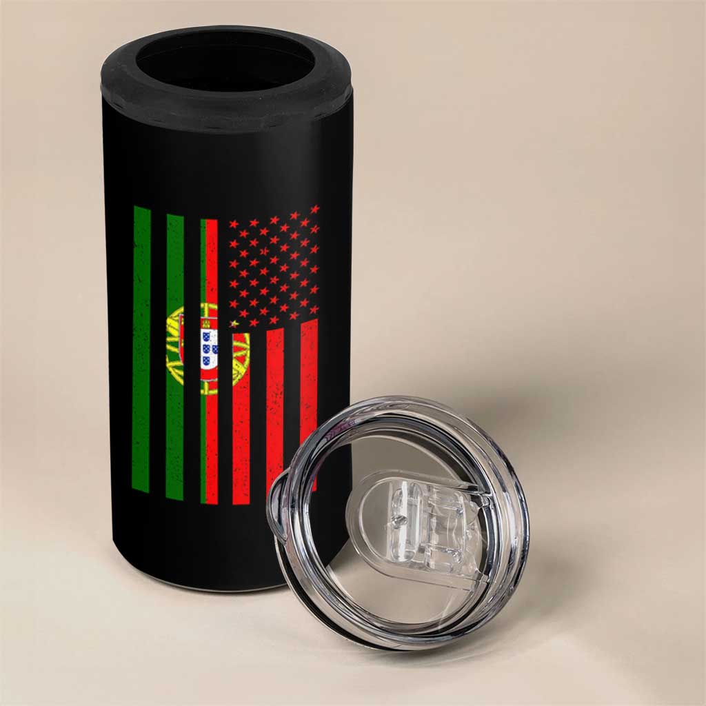 Portuguese Flag 4 in 1 Can Cooler Tumbler Vintage USA Flag Portugal Pride Gifts - Wonder Print Shop