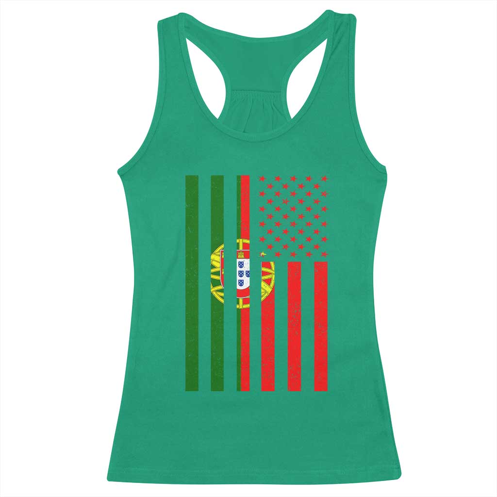 Portuguese Flag Racerback Tank Top Vintage USA Flag Portugal Pride Gifts - Wonder Print Shop
