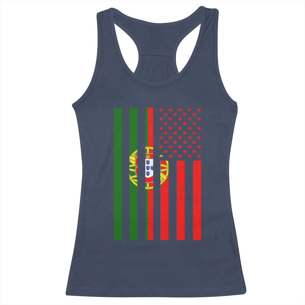 Portuguese Flag Racerback Tank Top Vintage USA Flag Portugal Pride Gifts - Wonder Print Shop