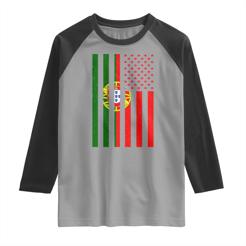 Portuguese Flag Raglan Shirt Vintage USA Flag Portugal Pride Gifts - Wonder Print Shop