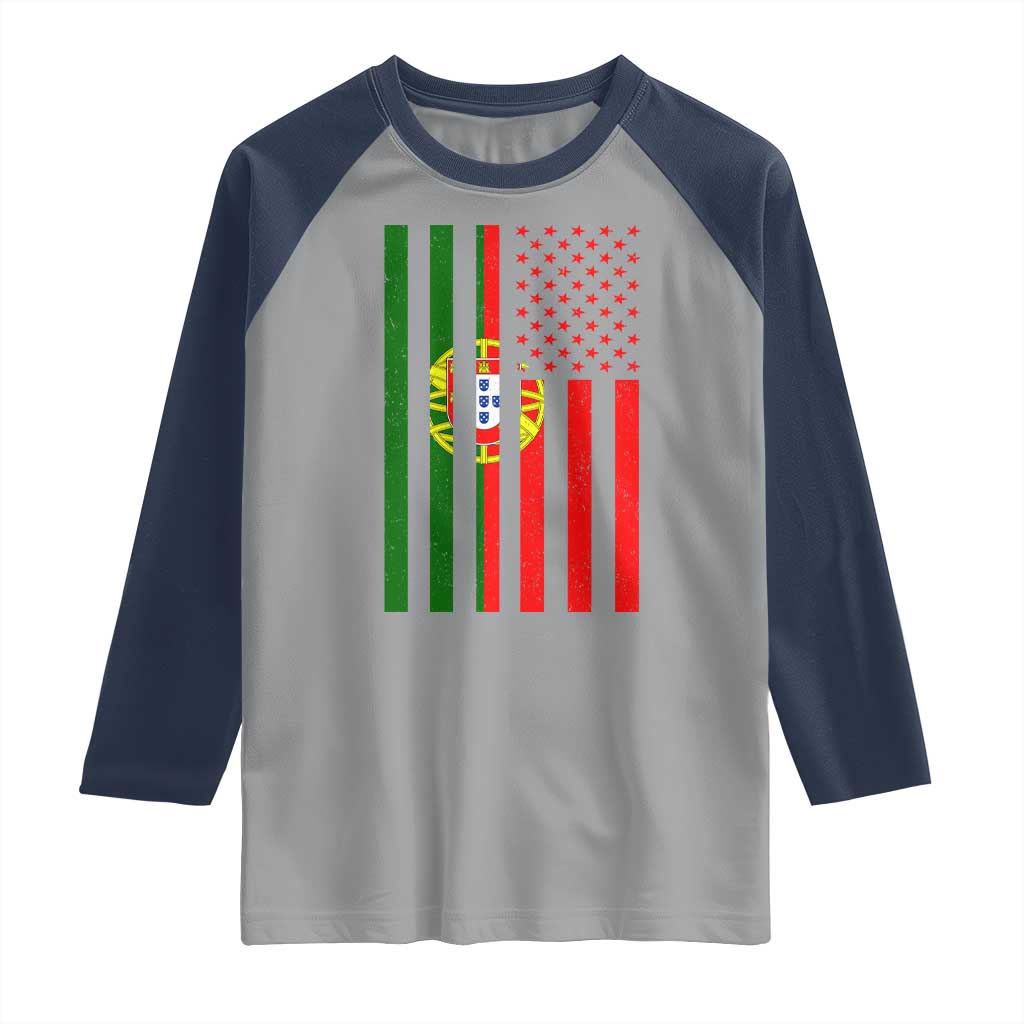 Portuguese Flag Raglan Shirt Vintage USA Flag Portugal Pride Gifts - Wonder Print Shop