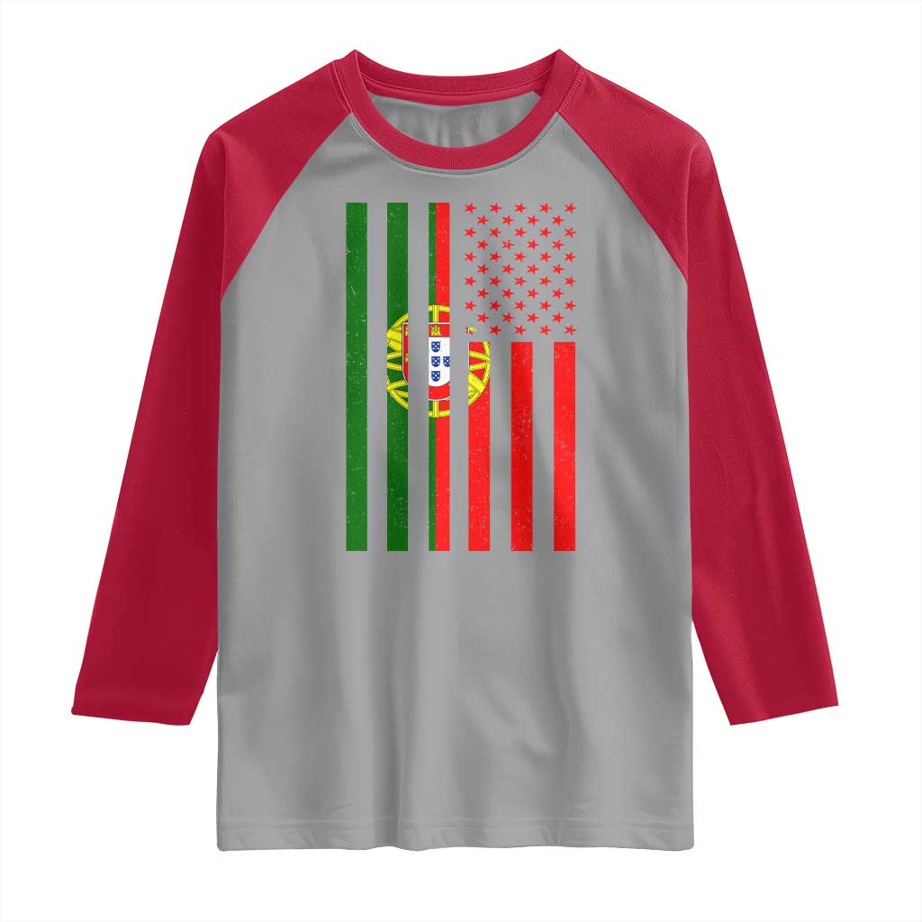 Portuguese Flag Raglan Shirt Vintage USA Flag Portugal Pride Gifts - Wonder Print Shop