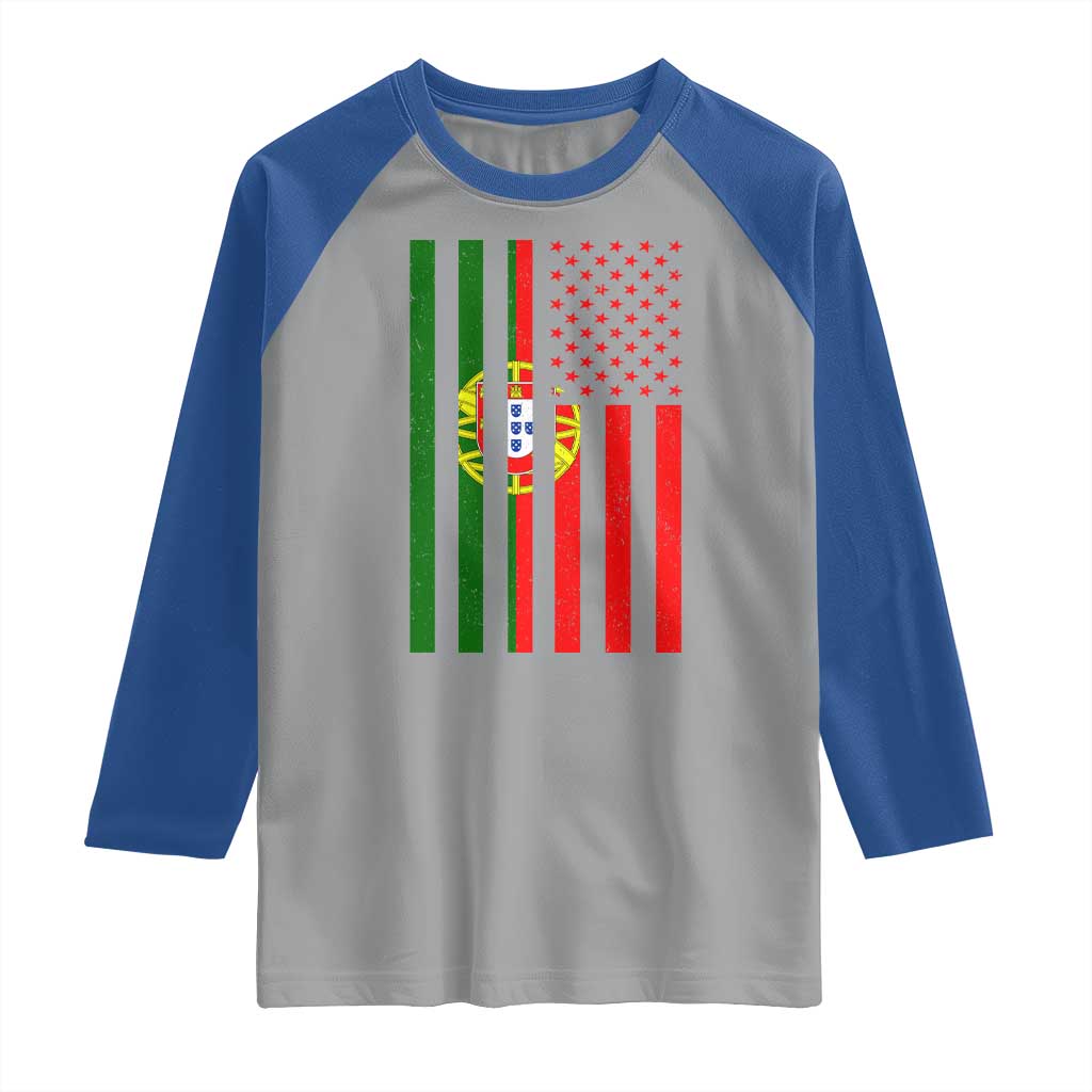 Portuguese Flag Raglan Shirt Vintage USA Flag Portugal Pride Gifts - Wonder Print Shop
