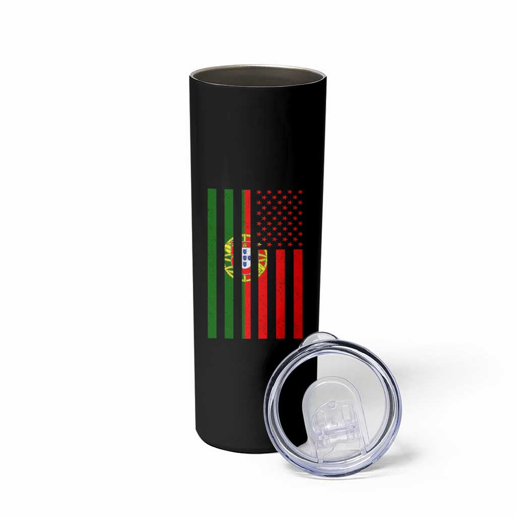 Portuguese Flag Skinny Tumbler Vintage USA Flag Portugal Pride Gifts - Wonder Print Shop