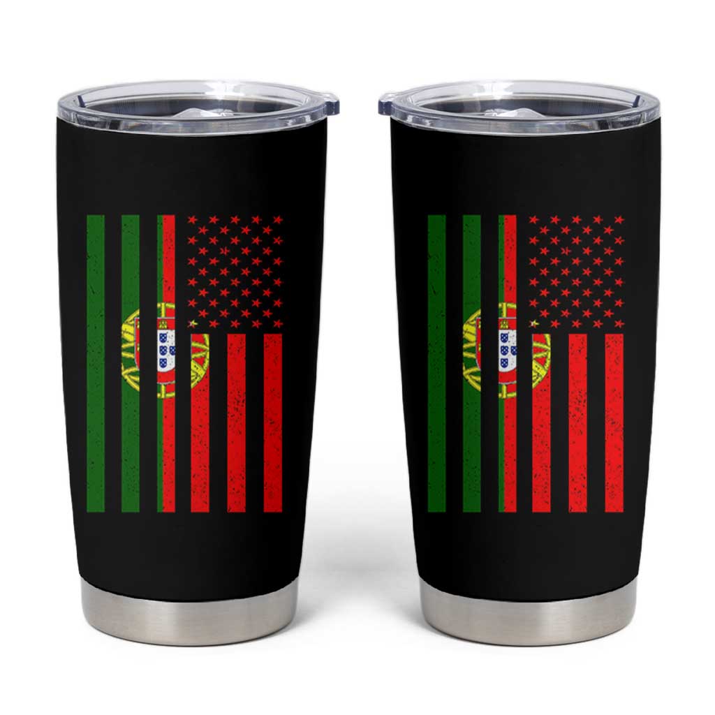 Portuguese Flag Tumbler Cup Vintage USA Flag Portugal Pride Gifts - Wonder Print Shop